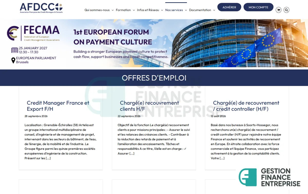 Capture : Offres d'emploi Archive - L'ASSOCIATION FRANCAISE DES CREDIT MANAGERS ET CONSEILS
